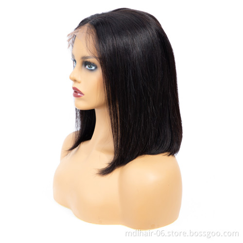 Wholesale Short Bob Wig Brazilian Virgin Lace Front Human Hair Bob Wigs Transparent Lace Frontal Bob Wigs for Black Women